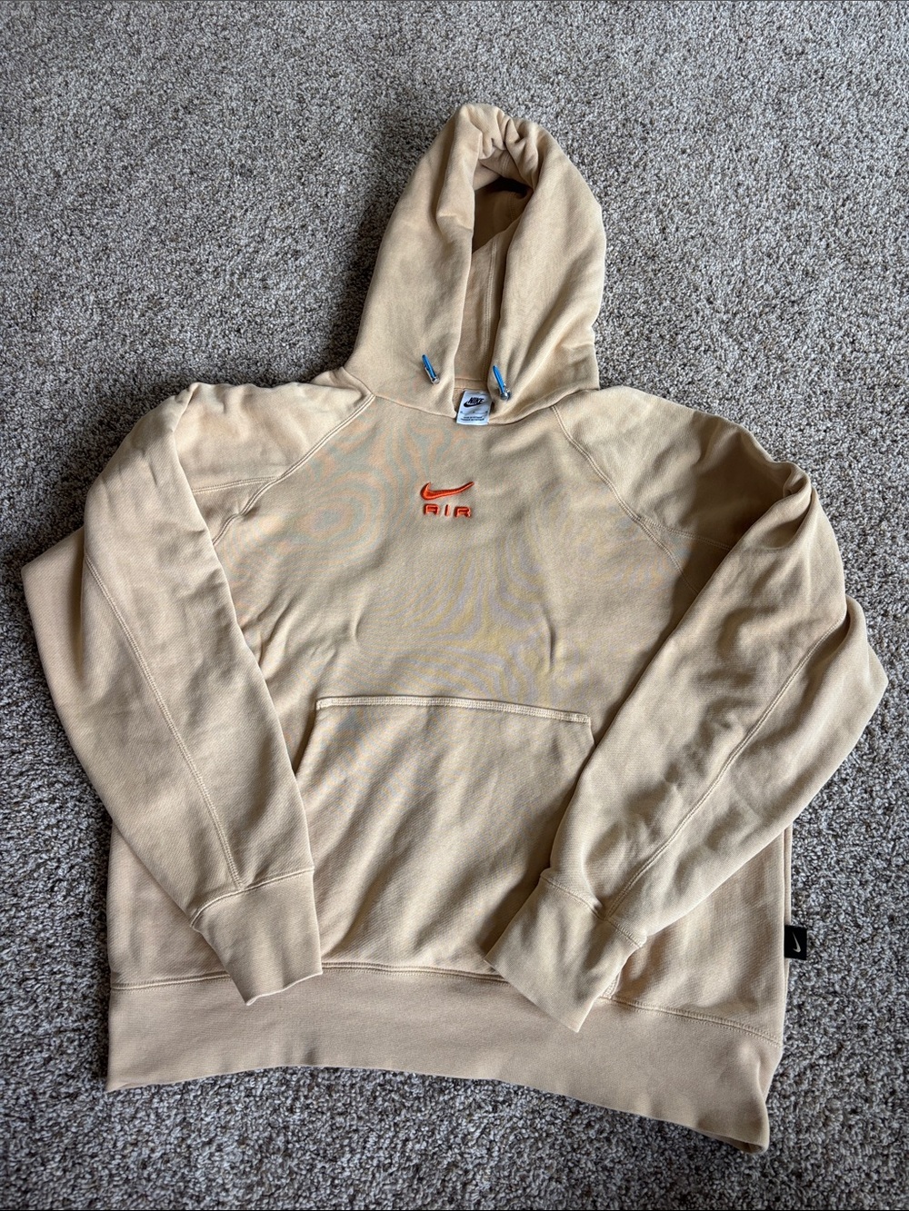 Nike Beige Hoodie with Orange Swoosh
